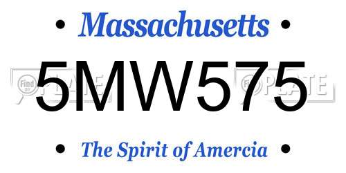 5MW575 Massachusetts License Plate