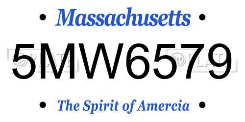 5MW6579 Massachusetts License Plate
