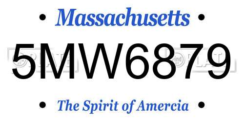 5MW6879 Massachusetts License Plate