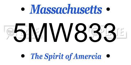 5MW833 Massachusetts License Plate