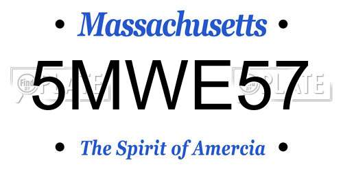5MWE57 Massachusetts License Plate