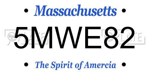 5MWE82 Massachusetts License Plate