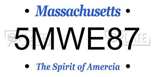 5MWE87 Massachusetts License Plate