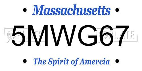 5MWG67 Massachusetts License Plate