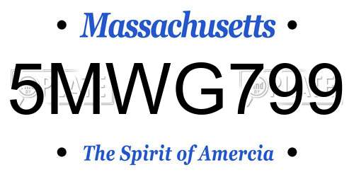 5MWG799 Massachusetts License Plate