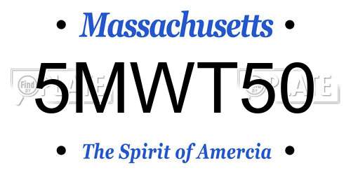 5MWT50 Massachusetts License Plate