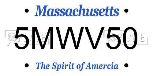 5MWV50 Massachusetts License Plate