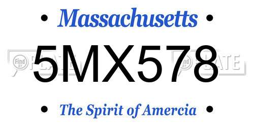 5MX578 Massachusetts License Plate