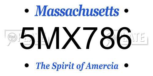 5MX786 Massachusetts License Plate