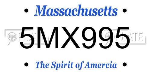 5MX995 Massachusetts License Plate
