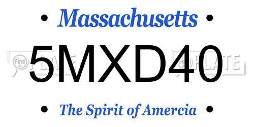 5MXD40 Massachusetts License Plate