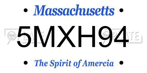 5MXH94 Massachusetts License Plate