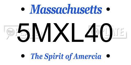 5MXL40 Massachusetts License Plate