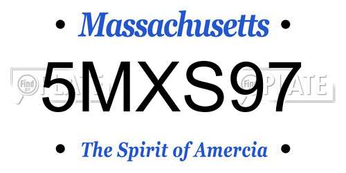 5MXS97 Massachusetts License Plate