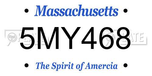 5MY468 Massachusetts License Plate