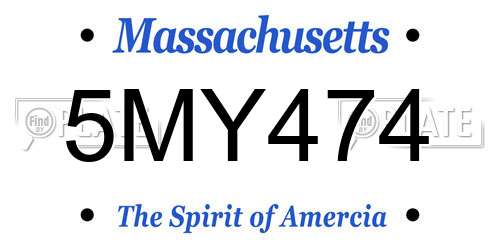 5MY474 Massachusetts License Plate