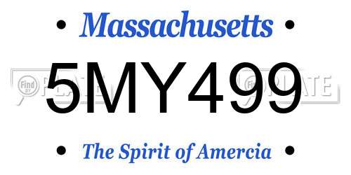 5MY499 Massachusetts License Plate