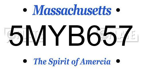 5MYB657 Massachusetts License Plate