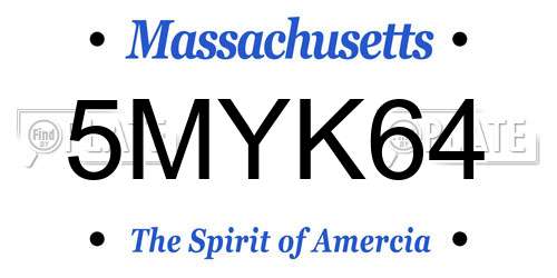 5MYK64 Massachusetts License Plate