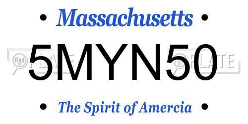 5MYN50 Massachusetts License Plate