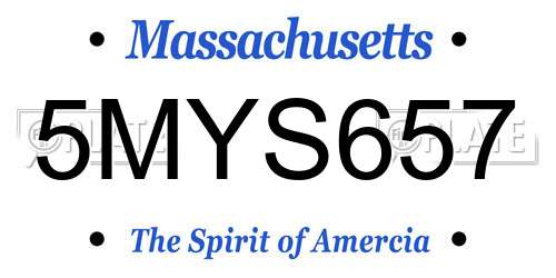 5MYS657 Massachusetts License Plate