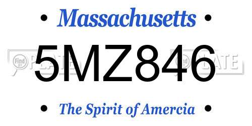 5MZ846 Massachusetts License Plate