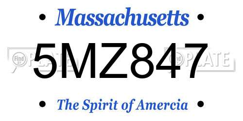 5MZ847 Massachusetts License Plate