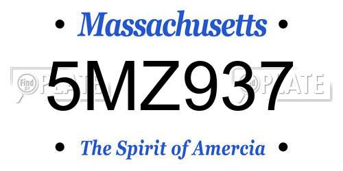 5MZ937 Massachusetts License Plate