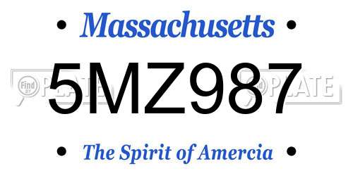 5MZ987 Massachusetts License Plate