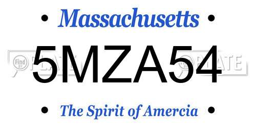 5MZA54 Massachusetts License Plate