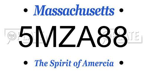 5MZA88 Massachusetts License Plate