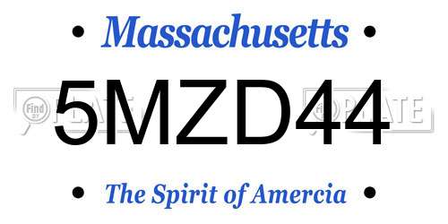 5MZD44 Massachusetts License Plate