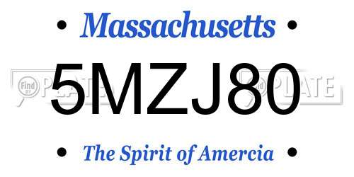 5MZJ80 Massachusetts License Plate