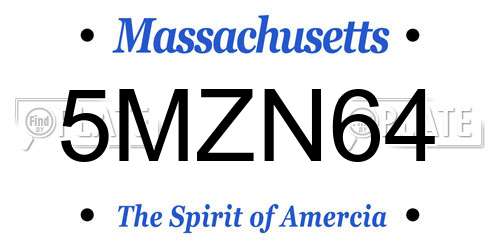 5MZN64 Massachusetts License Plate