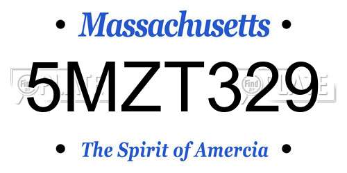 5MZT329 Massachusetts License Plate