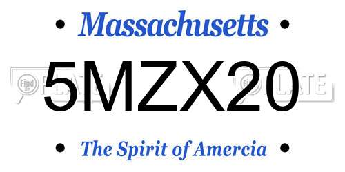 5MZX20 Massachusetts License Plate