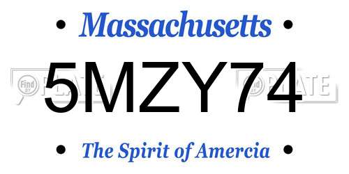 5MZY74 Massachusetts License Plate