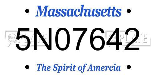 5N07642 Massachusetts License Plate