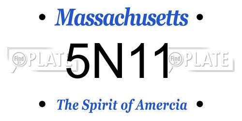 5N11 Massachusetts License Plate