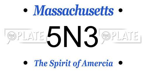 5N3 Massachusetts License Plate