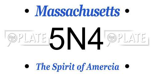 5N4 Massachusetts License Plate