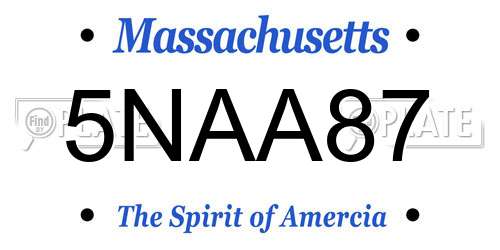5NAA87 Massachusetts License Plate