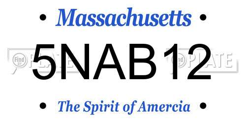 5NAB12 Massachusetts License Plate