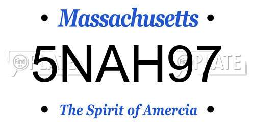 5NAH97 Massachusetts License Plate