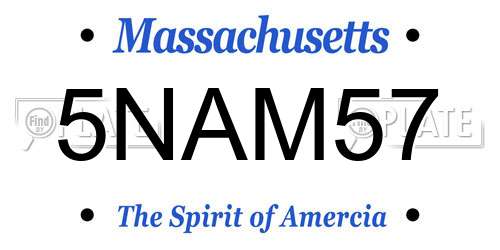 5NAM57 Massachusetts License Plate