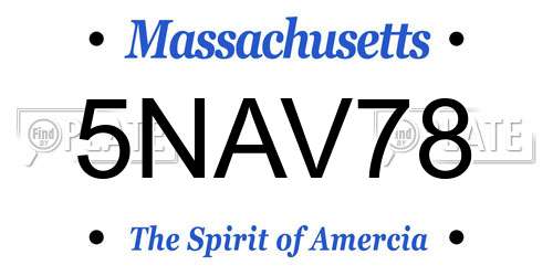 5NAV78 Massachusetts License Plate