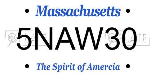 5NAW30 Massachusetts License Plate