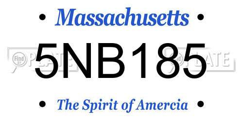 5NB185 Massachusetts License Plate