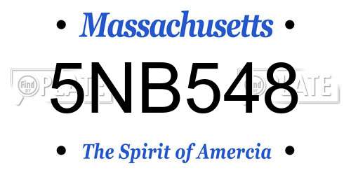 5NB548 Massachusetts License Plate