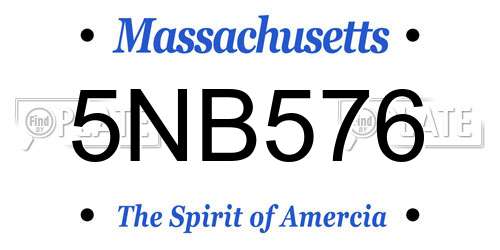 5NB576 Massachusetts License Plate